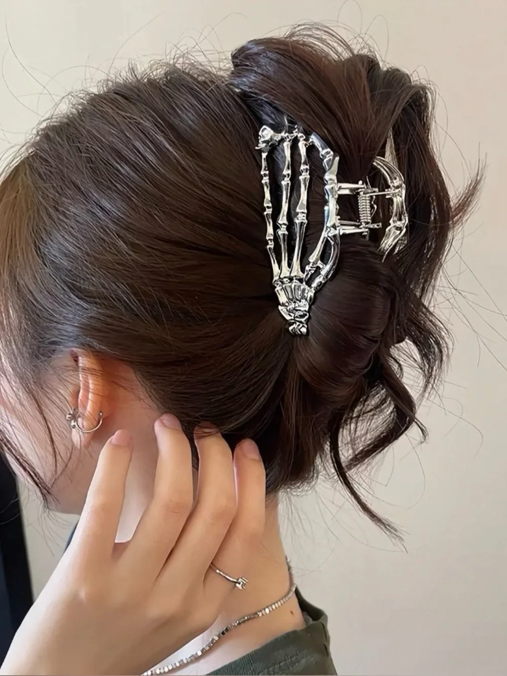 Skeleton Hand Hair Clips - Metallic Silver Women’s Accessory You Choose Color